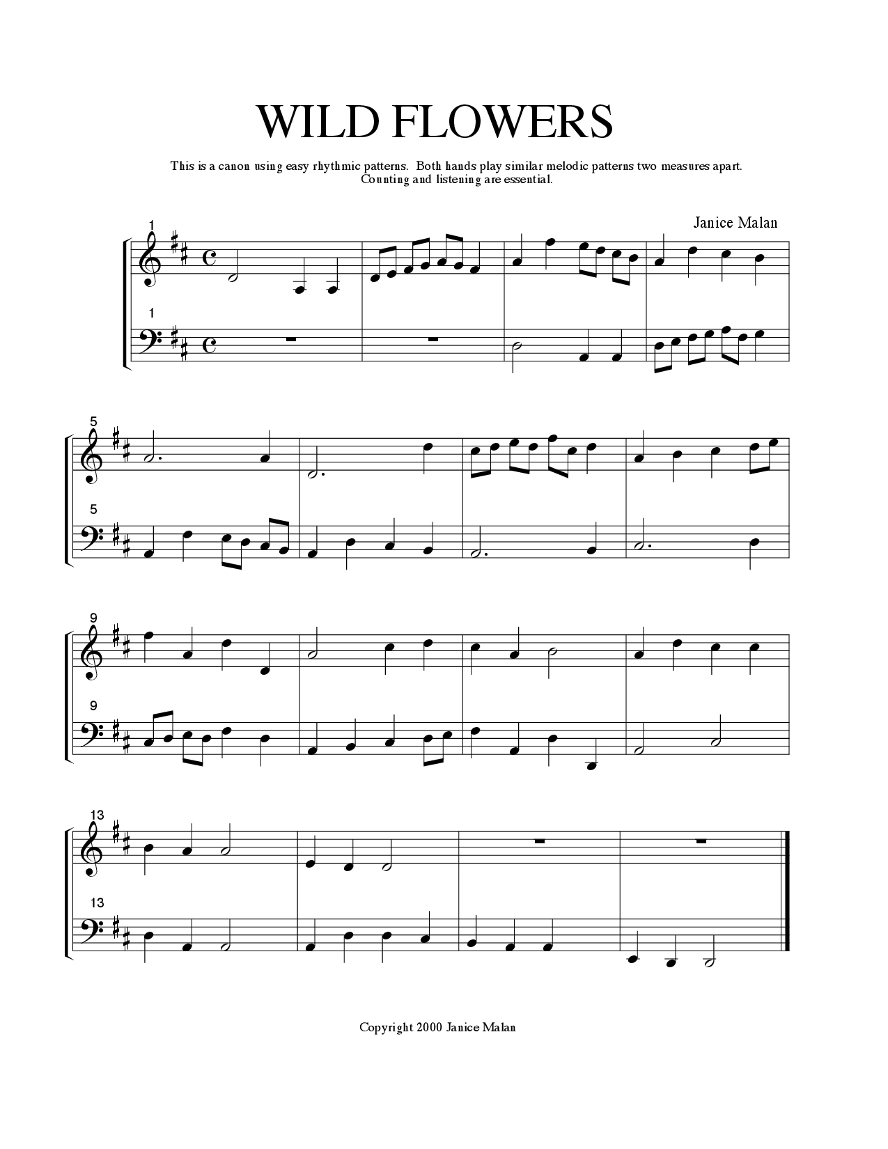 Wild Flowers for piano solo NoteRunner